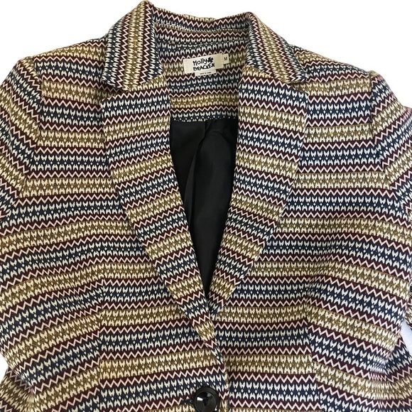 Molly Bracken Single Breasted Multicolored Zigzag Design Jacket Blazer Size M - Picture 6 of 11